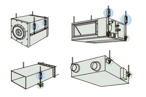 顶棚盒式和顶棚嵌入式空调机, 导管, 盘管空调机, 小型送风机等